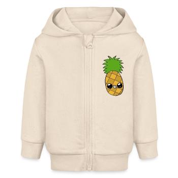 Ananas Cute - Veste à capuche bébé bio Stanley/Stella - écru doux - Devant