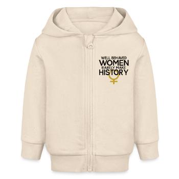 Zitat aus der Geschichte der Frauen - Baby Organic Kapuzenjacke Baby Connector von Stanley/Stella - Natur - Vorne