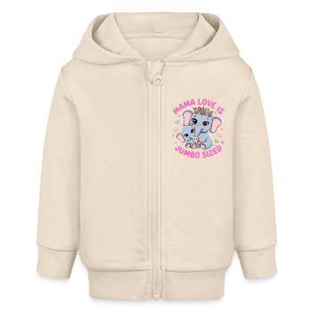 Mama Elefant Shirt Muttertag Geschenk Mutterliebe - Baby Organic Kapuzenjacke Baby Connector von Stanley/Stella - Natur - Vorne