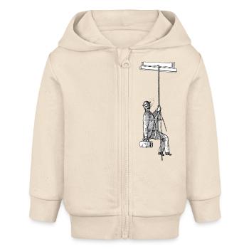Style de dessin vintage - Veste à capuche bébé bio Stanley/Stella - écru doux - Devant