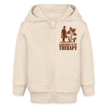 Gartenarbeit ist meine Therapie - Baby Organic Kapuzenjacke Baby Connector von Stanley/Stella - Natur - Vorne
