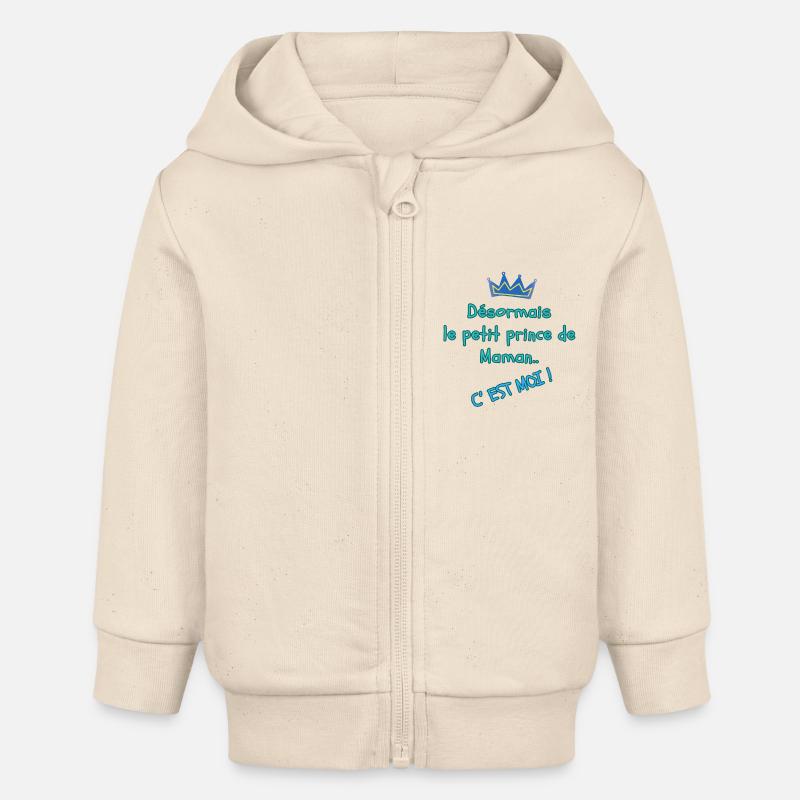 Petit prince de maman - Veste à capuche bébé bio Stanley/Stella - écru doux