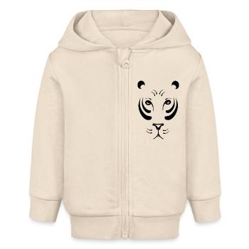 Löwin black and withe - Baby Organic Kapuzenjacke Baby Connector von Stanley/Stella - Natur - Vorne