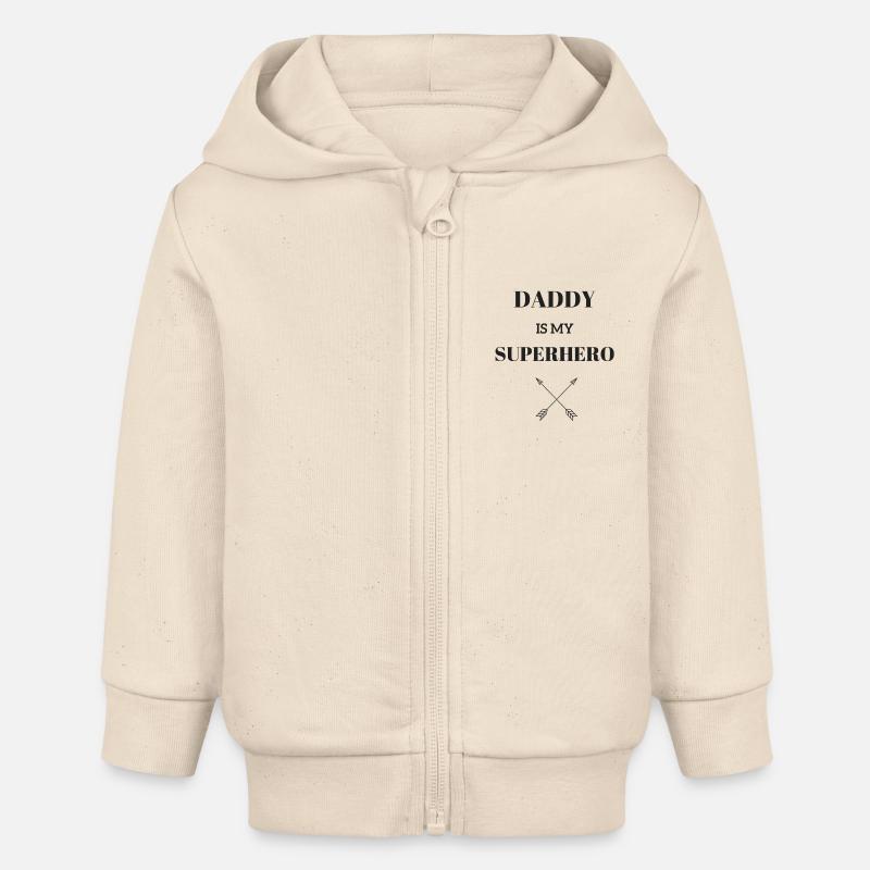 DADDY EST MON SUPERHERO / FLÈCHE - Veste à capuche bébé bio Stanley/Stella - écru doux