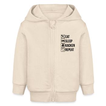 Essen Schlafen Kacken Wiederholen Geek Geschenk - Baby Organic Kapuzenjacke Baby Connector von Stanley/Stella - Natur - Vorne