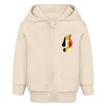 Belgien Flagge Fußabdruck - Baby Organic Kapuzenjacke Baby Connector von Stanley/Stella - Natur - Vorne