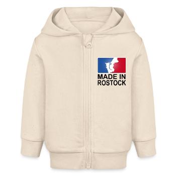 sportliches Made in Rostock Logo - Baby Organic Kapuzenjacke Baby Connector von Stanley/Stella - Natur - Vorne