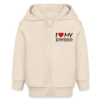 I love my boyfriend - Veste à capuche bébé bio Stanley/Stella - écru doux - Devant