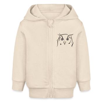 Uhu - Strichzeichnung Geschenkidee Geschenk - Baby Organic Kapuzenjacke Baby Connector von Stanley/Stella - Natur - Vorne