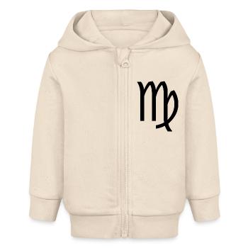 Zodiac sign Virgo, exclusive t-shirt design - Baby Organic Zip-up Hoodie by Stanley/Stella - soft Ecru - Front
