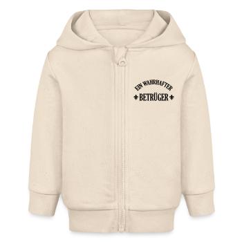 Betrüger Betrügen Betrügerin Mogler Moglerin Spiel - Baby Organic Kapuzenjacke Baby Connector von Stanley/Stella - Natur - Vorne