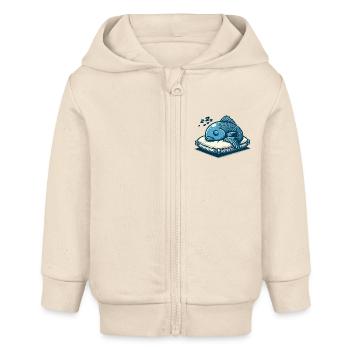 Poisson Dormir Drôles D’animaux - Veste à capuche bébé bio Stanley/Stella - écru doux - Devant