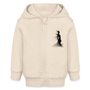 Black Horror Djinn with red eyes - Baby Organic Zip-up Hoodie by Stanley/Stella - soft Ecru - Front