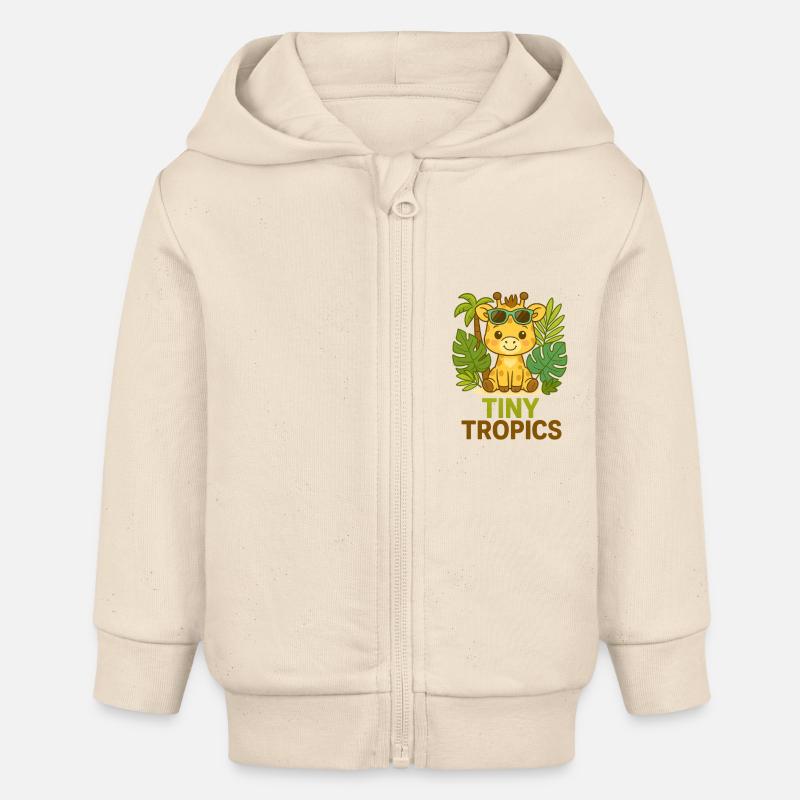 Petits tropiques – Girafe - Veste à capuche bébé bio Stanley/Stella - écru doux