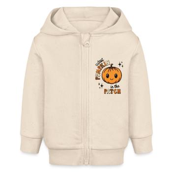 Cutest Pumpkin in the Patch süßer Kürbis - Baby Organic Kapuzenjacke Baby Connector von Stanley/Stella - Natur - Vorne