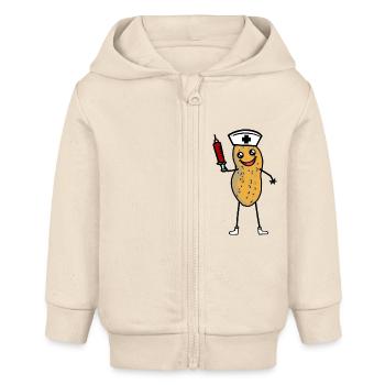 Cacahuète Infirmière Professions Emploi Soignant Médecin - Veste à capuche bébé bio Stanley/Stella - écru doux - Devant