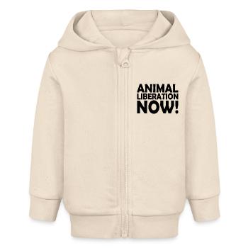 Animal liberation now - Baby Organic Kapuzenjacke Baby Connector von Stanley/Stella - Natur - Vorne