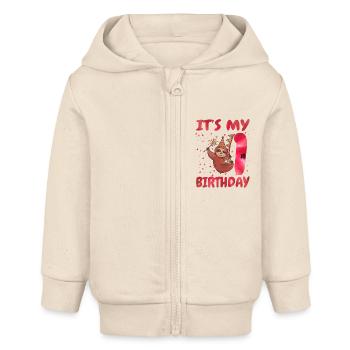 1st Birthday Cute Sloth Party Hut Themed Birthday - Baby Organic Kapuzenjacke Baby Connector von Stanley/Stella - Natur - Vorne