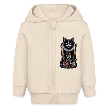 Wütende Katze - nicht am richtigen Tag - Baby Organic Kapuzenjacke Baby Connector von Stanley/Stella - Natur - Vorne