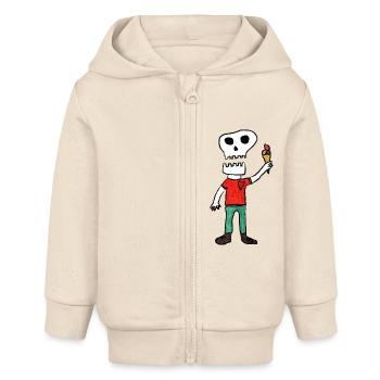 iScream SkullHeart - Baby Organic Kapuzenjacke Baby Connector von Stanley/Stella - Natur - Vorne