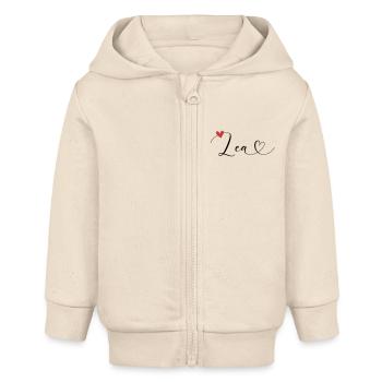 Lea Name Vorname Kalligrafieherz - Baby Organic Kapuzenjacke Baby Connector von Stanley/Stella - Natur - Vorne