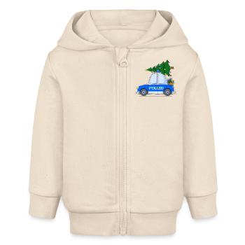 Polizeiauto Weihnachten - Baby Organic Kapuzenjacke Baby Connector von Stanley/Stella - Natur - Vorne