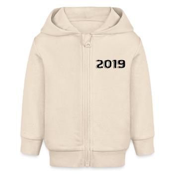 Millésime 2019 Naissance Anniversaire Rétro 2019 - Veste à capuche bébé bio Stanley/Stella - écru doux - Devant