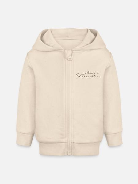 My 1st Christmas - Baby Organic Zip-up Hoodie by Stanley/Stella - soft Ecru