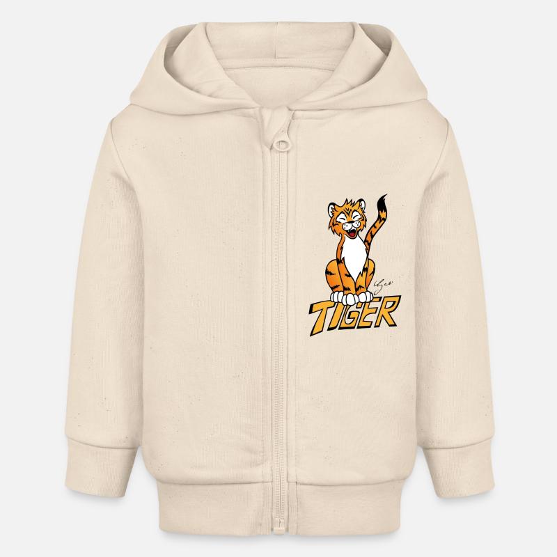 tigre - Veste à capuche bébé bio Stanley/Stella - écru doux