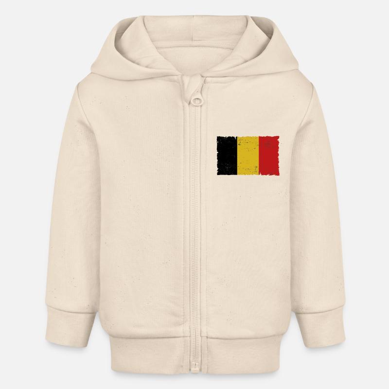 Belgique - Veste à capuche bébé bio Stanley/Stella - écru doux