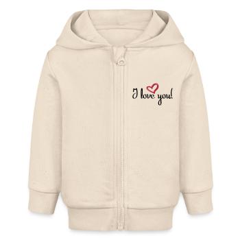 I love you! - Baby Organic Kapuzenjacke Baby Connector von Stanley/Stella - Natur - Vorne