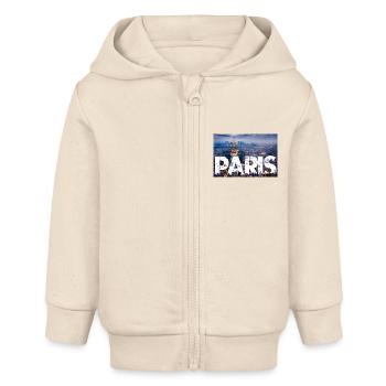 Paris Tour Eiffel - Veste à capuche bébé bio Stanley/Stella - écru doux - Devant