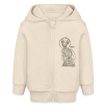chat sphinx squelette tatouage - Veste à capuche bébé bio Stanley/Stella - écru doux - Devant