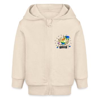 Weird Bird Dancer with Ghetto Blaster Fun Comic - Baby Organic Zip-up Hoodie by Stanley/Stella - soft Ecru - Front
