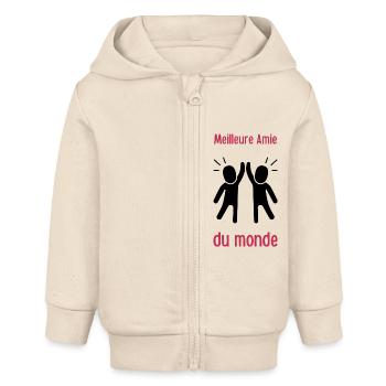 Meilleure Amie du monde vecteur - Veste à capuche bébé bio Stanley/Stella - écru doux - Devant