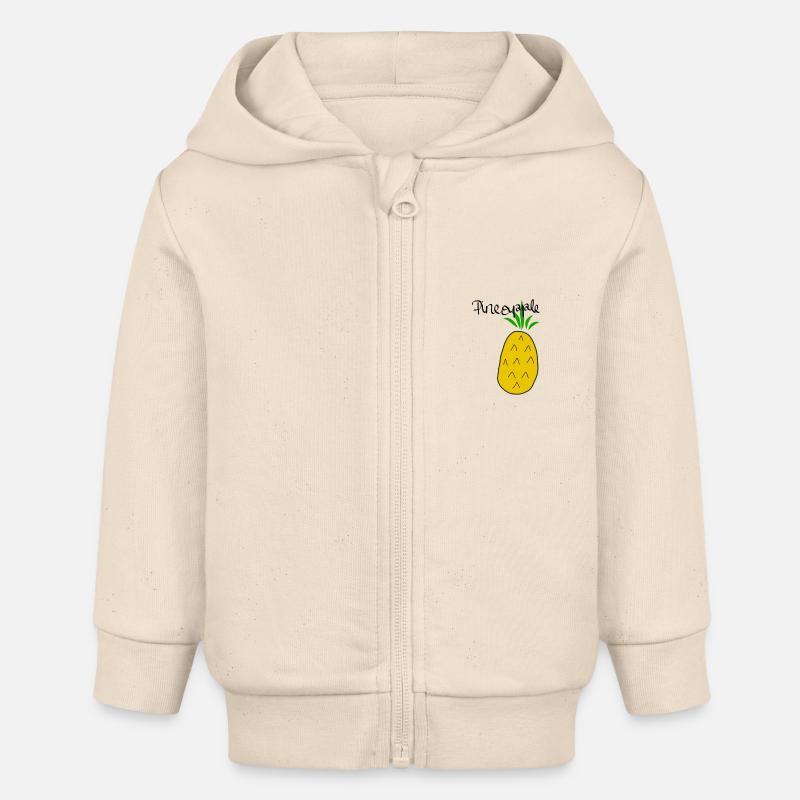 ananas - Veste à capuche bébé bio Stanley/Stella - écru doux
