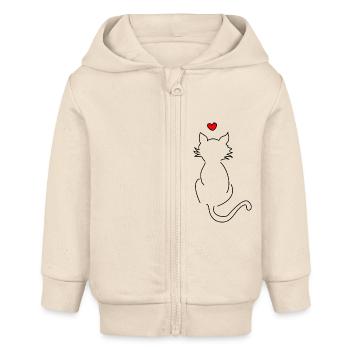 Wir lieben Katzen - Baby Organic Kapuzenjacke Baby Connector von Stanley/Stella - Natur - Vorne