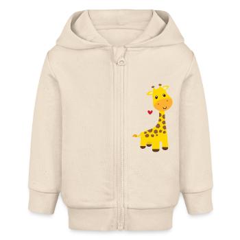 Girafe - Veste à capuche bébé bio Stanley/Stella - écru doux - Devant