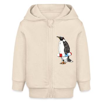 PINGUIN WARTET SOMMER - Baby Organic Kapuzenjacke Baby Connector von Stanley/Stella - Natur - Vorne