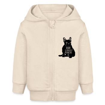 Bouledogue français - Veste à capuche bébé bio Stanley/Stella - écru doux - Devant