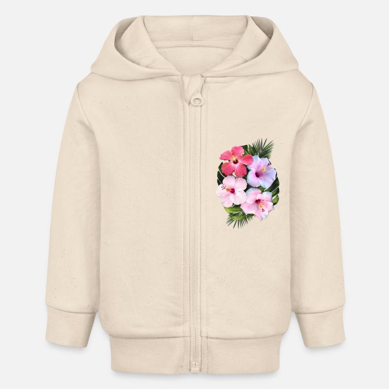 AD Hibiscus - Veste à capuche bébé bio Stanley/Stella - écru doux