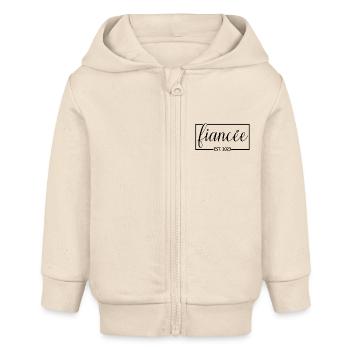 Verlobte Est. 2023 Verlobung Braut Dusche Hochzeit - Baby Organic Kapuzenjacke Baby Connector von Stanley/Stella - Natur - Vorne