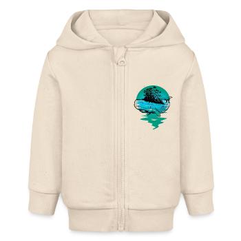 whale, fish, ocean, marine mammals - Baby Organic Zip-up Hoodie by Stanley/Stella - soft Ecru - Front