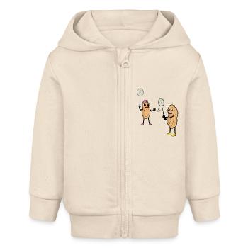 Erdnuss Tennis Tennisspieler Erdnüsse Nuss Nüsse - Baby Organic Kapuzenjacke Baby Connector von Stanley/Stella - Natur - Vorne