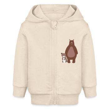 Mama Bär oder Papa Bär mit Babybär Bärchen - Baby Organic Kapuzenjacke Baby Connector von Stanley/Stella - Natur - Vorne