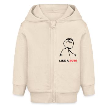 like a boss - Comme un boss - meme - Veste à capuche bébé bio Stanley/Stella - écru doux - Devant