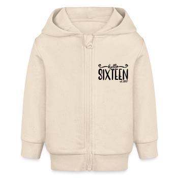 16. Geburtstag Frauen Hallo Sechzehn Est. 2007 - Baby Organic Kapuzenjacke Baby Connector von Stanley/Stella - Natur - Vorne