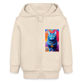 Mooie binnenlandse kortharige kat - Baby zip hoodie biologisch Stanley/Stella - zacht ecru - Voor