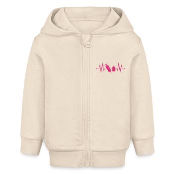 Infirmière - Infirmière - Battement de coeur - Veste à capuche bébé bio Stanley/Stella - écru doux - Devant