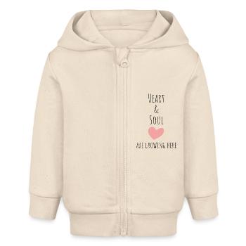 Heart and Soul are growing here - Schwangerschaft - Baby Organic Kapuzenjacke Baby Connector von Stanley/Stella - Natur - Vorne